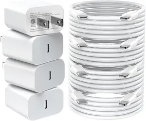 4-Pack For iPhone Fast Charger 20W PD – USB-C Wall Charger with 6FT Charging Cable for iPhone 15/14/13/12/11 Pro Max, iPad & More Smartphones