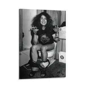 Funny Retro Rock Bathroom Poster, Vintage Music Lover Wall Art, Black & White Chaos Print for Man Cave, Bathroom or Game Room Décor fine toilet