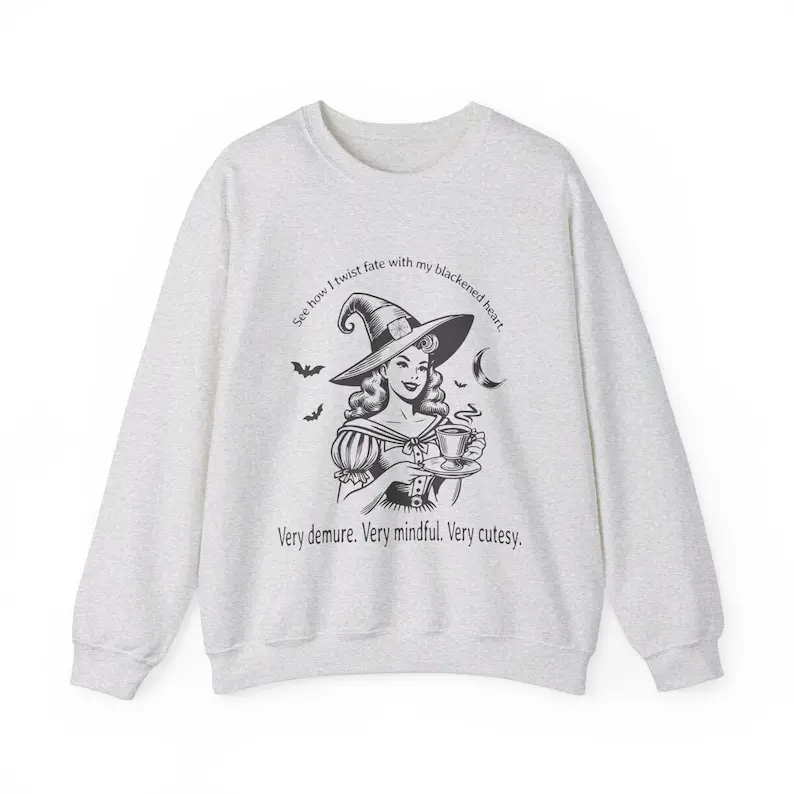 Very Demure Very Mindful Very Cutesy Halloween Witch Spooky Season Witchy Unisex T-shirt, TikTok Trend Shirt, Demure Workplace T-Shirt, Mindful Life Apparel, Sarcastic Sweater, Very Demure Sweatshirt, Very Mindful Very Cutesy Gen Z