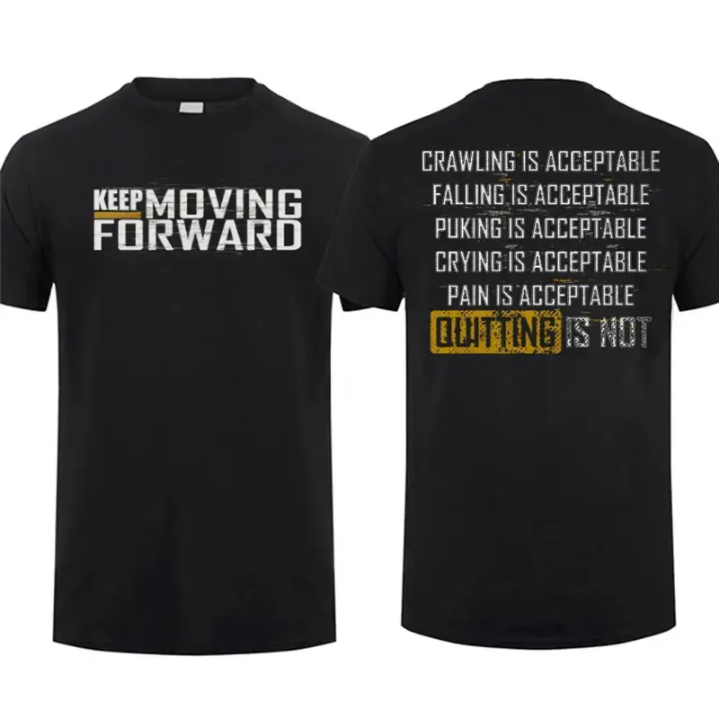 Men's Unisex 100% Pre-shrunk Cotton Short Sleeve Printed T-Shirt - Inspirational "Keep Moving Forward" Slogan Graphic Tee