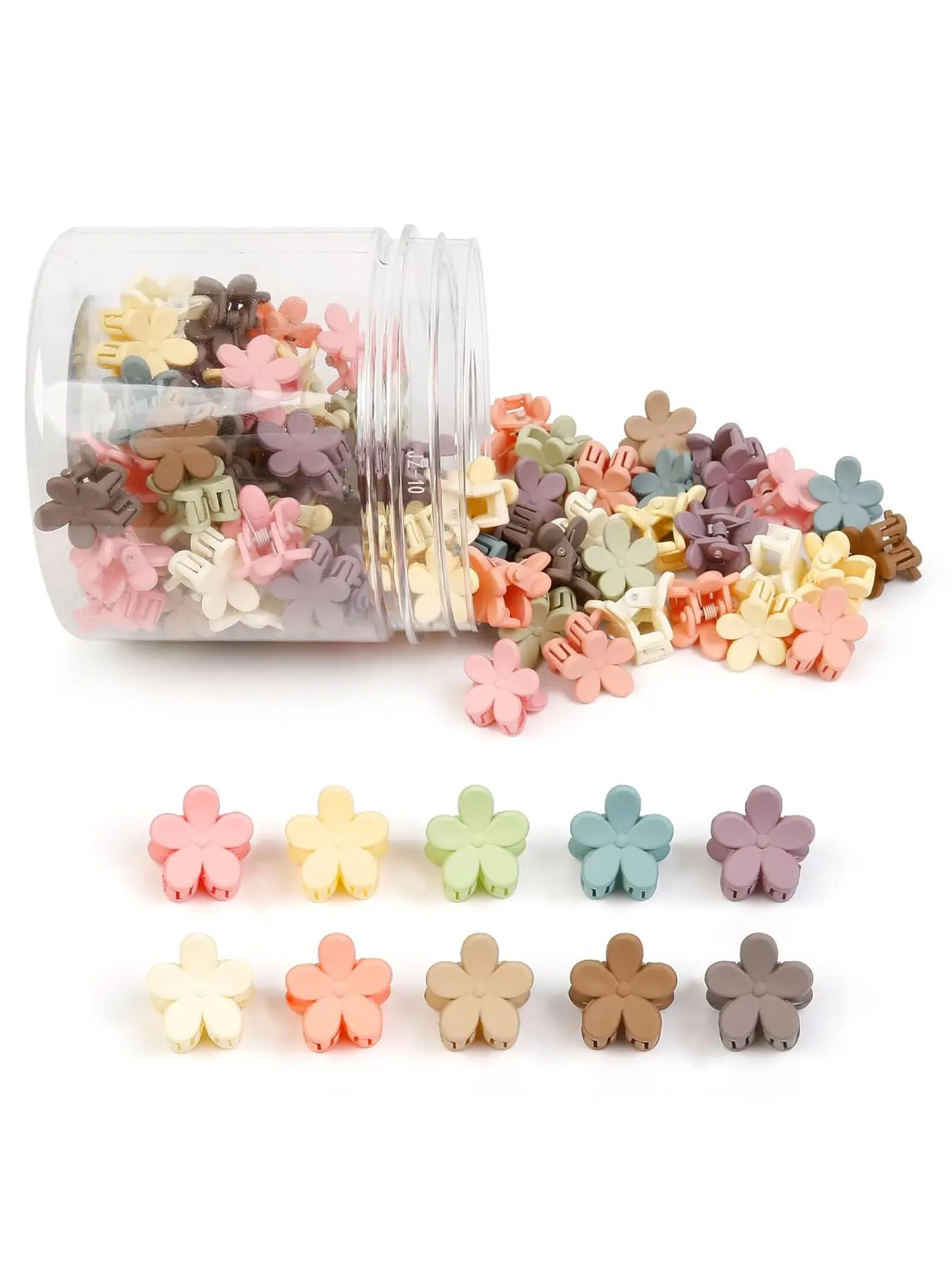 100 Colorful Mini Flower Hair Clips, Mini Claw Clips, Cute Clamp Hair Clips, Super Cute Clips, Hair Accessories, Hair Decor for Toddlers, Women, Girls and Teenagers, Hair Clip Set