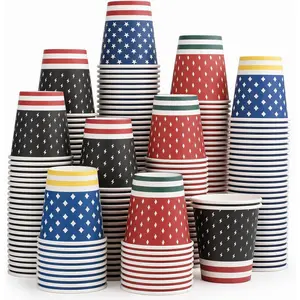 300 Pack 3 oz Disposable Paper Cups, Small Mini Bathroom Cups, 3 oz Mini Mouthwash Cups for  Drinking, Bathroom, Supermarket, Party, Picnic, BBQ, Bulk Sample Use (Mixed Colors)