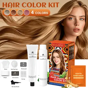 Bohemian Hair Color Set – Permanent Salon Hair Dye Kit for Home Use with Keratin Hair Mask & Full DIY Accessories | Pinkish Brown, Cobrizo, Honey Brown & Golden Brown