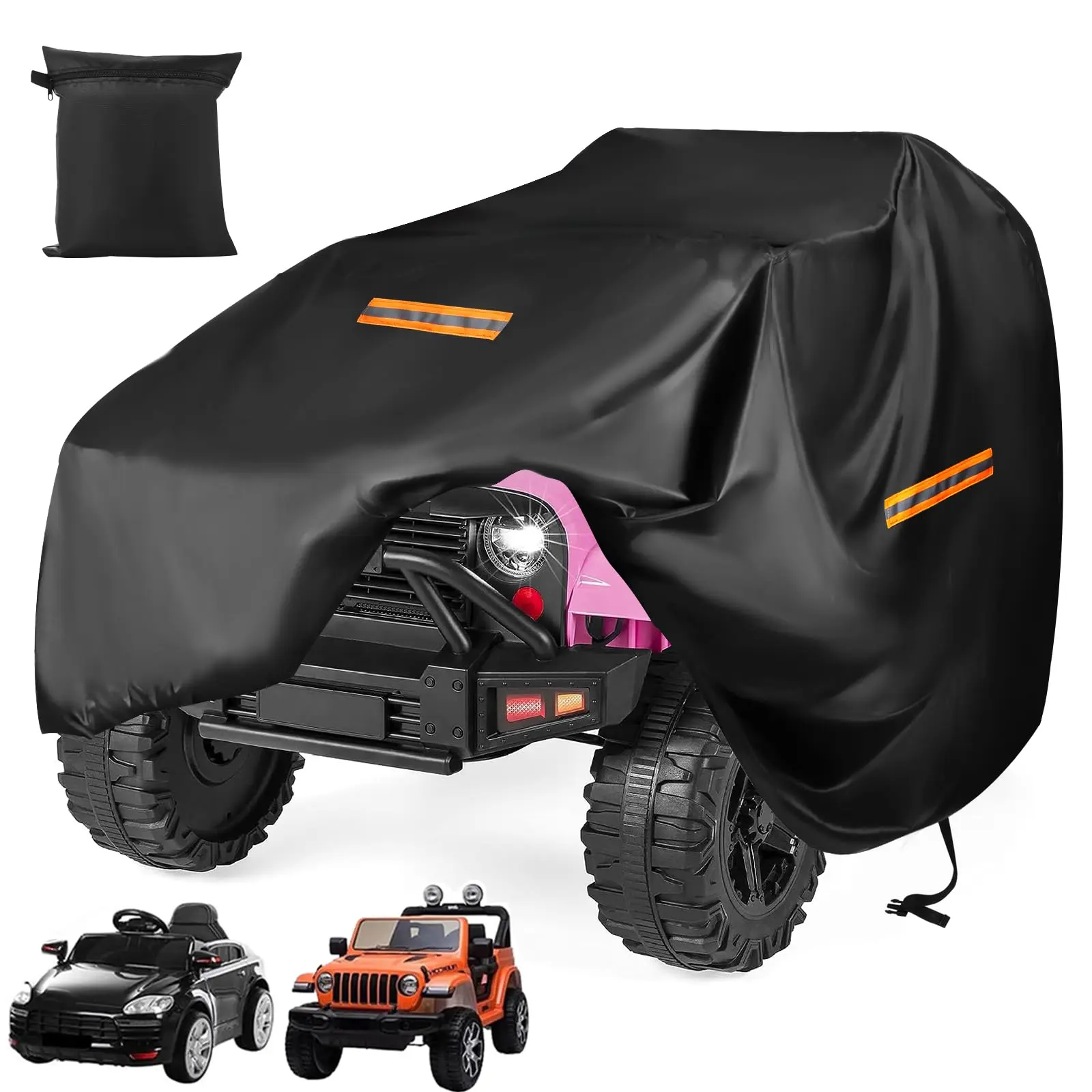 BTTO Kids Ride-On Truck Toy Car Cover,Large Power Wheels Cover Waterproof,Universal Toy Car Cover for Power Wheels Jeep & Toddler Electric Vehicles,All Season Protection,with Reflective Strips