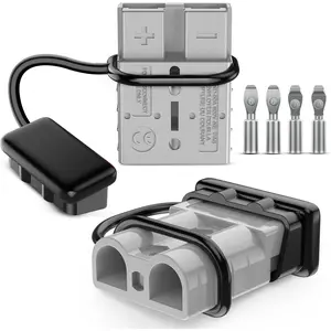 Nilight Anderson Connector 50AMP 6AWG Anderson Plug 12V-36V Battery Quick Connect/Disconnect Wire Harness Plugs Connectors Kit for 6 Gauge Cables Car Marine ATV Trailer Towing Winch Motor, 2 Pack Grey