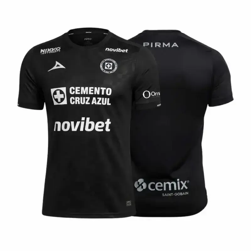 25/26 Azul Third Away Black Short Sleeve Soccer Jer/sey – Breathable Football Fan Shirt for Adults