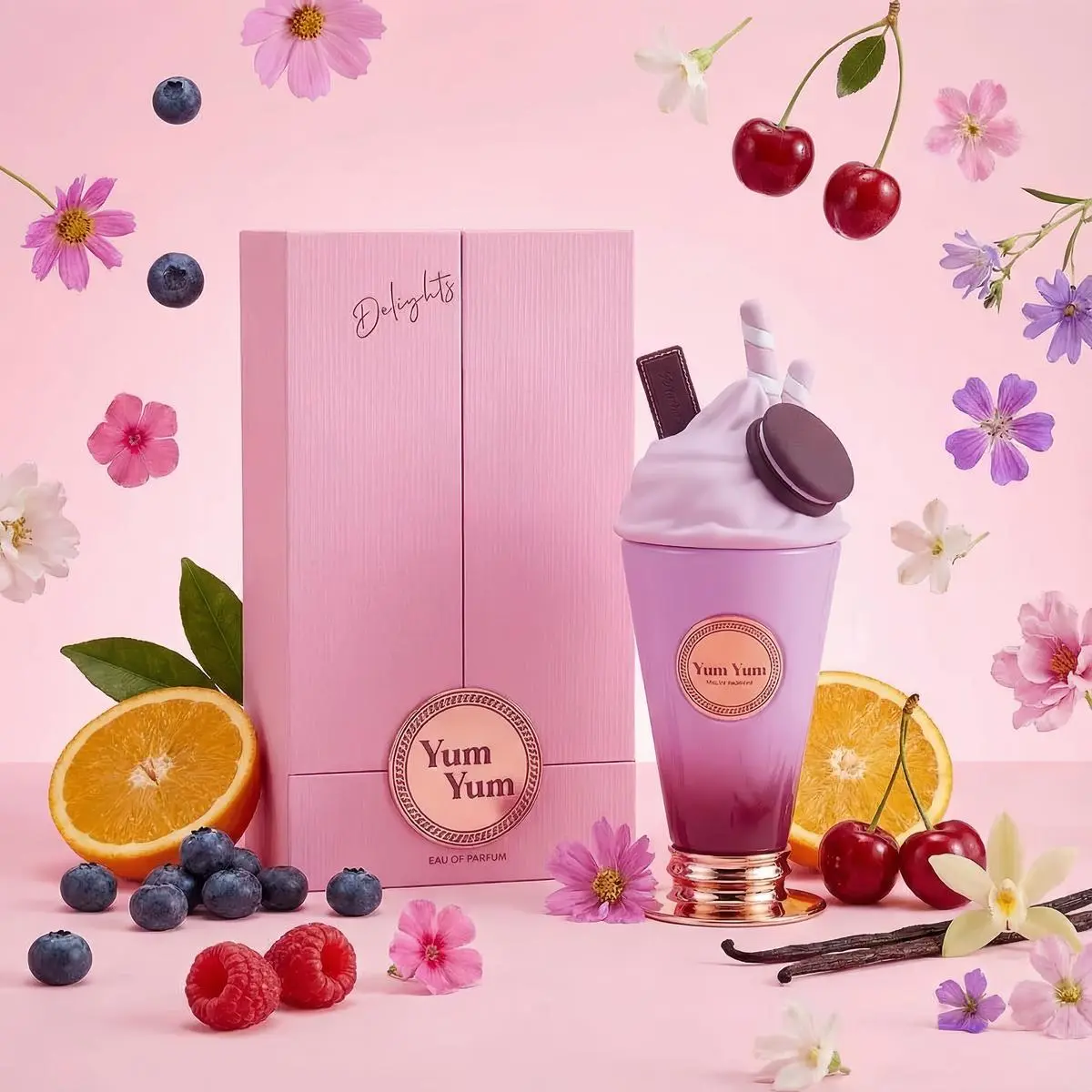 Yum Yum Women's Eau de Parfum Spray, 3.4 fl oz (100 ml) Long-Lasting Floral Fruity Gourmand Signature Scent, Wild Berries & Cherry Notes, Berry Women's Fragrance for Everyday Wear, Perfumes For Women, Women Perfumes