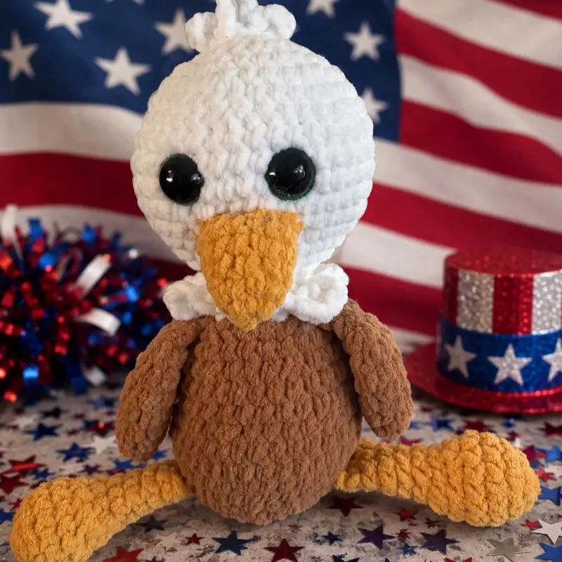 Crocheted Eagle Plushie - Soft Stuffed Animal, Kawaii Design, Soothing Stuffed Doll, Cute Style, Kids Easter Gift