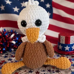 Crocheted Eagle Plushie - Soft Stuffed Animal, Kawaii Design, Soothing Stuffed Doll, Cute Style, Kids Easter Gift