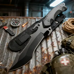 1PC, high hardness outdoor knife, integrated keel structure, fixed blade, sharp and durable, anti slip handle, equipped with nylon knife sleeve, suitable for outdoor or household use, holiday gift