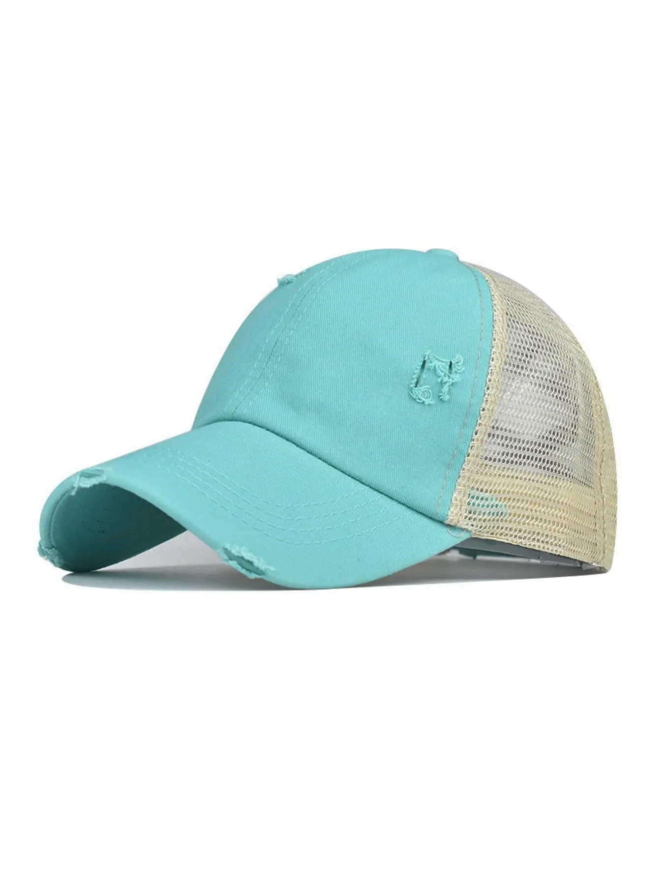〽️Women Turquoise High Ponytail Baseball Cap Trucker Bad Hair Day Adjustable Notch Classic Adjustable Jade Green Ponytail Hat | Notchgear.com main image 2