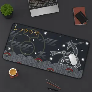 PKM Rayquaza Star Sky Pattern Anime Legendary Monster Serpent Deskmat and Mousepad Desk Mat
