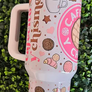 Cafecito Y Chisme 40oz Tumbler Insulated With Lid and Straw - Perfect for Hot and Cold Drinks - Bottle, Drinkware