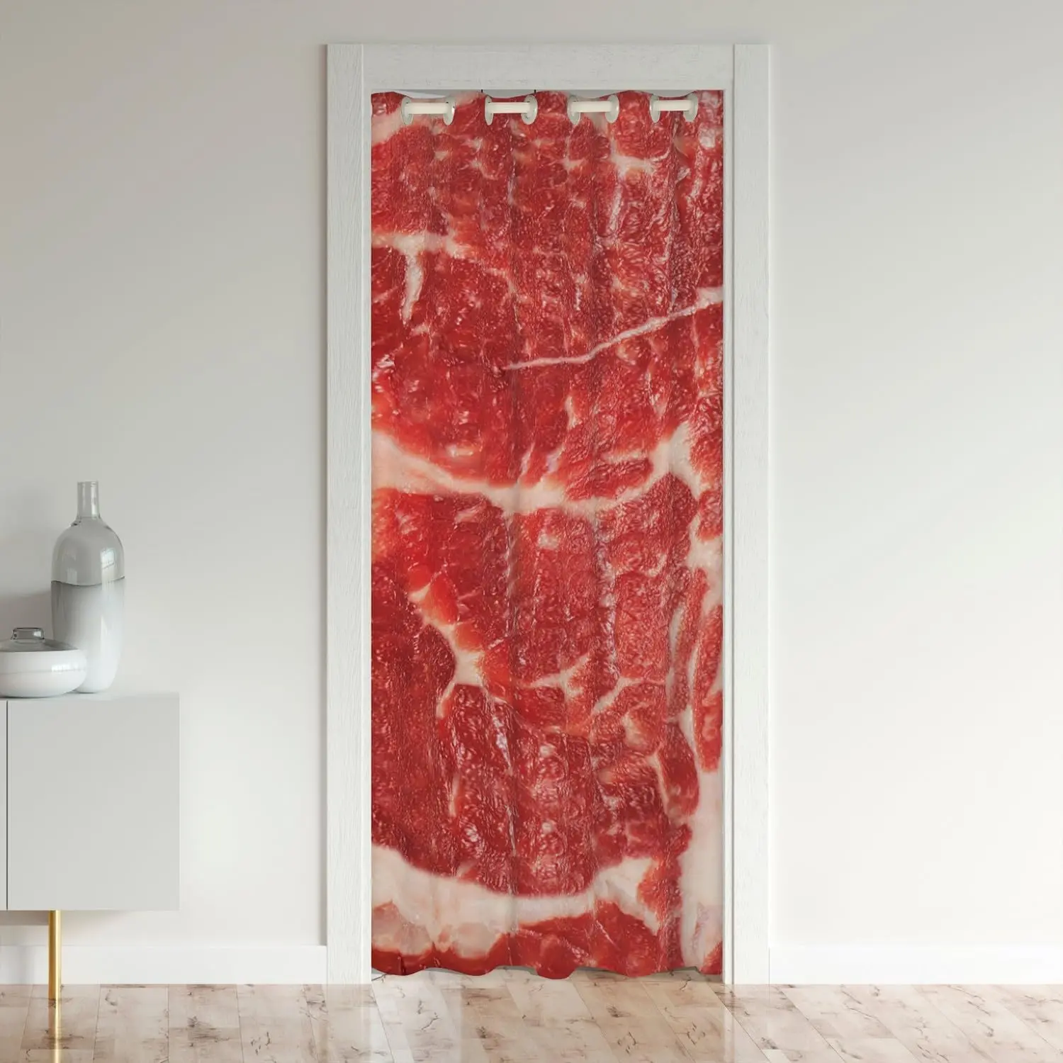 Feelyou Modern Crab Print Dark-Colored Beautiful Patterns Hanging Rings Door Cover Curtain - 1 Panel, 42"x80", 30%-50% Blackout Insulated Thermal, Doorway Privacy & Beef Storage Solution, Dark-Colored Curtains, Beautiful Patterns Curtains