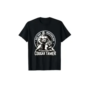 Humorous Certified Cougar Tamer Men's Adult T-Shirt, Funny Inappropriate Gag Design Sports Top