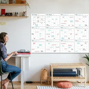 Large Wall Calendar, 1 Count 12 Months Yearly Planner, Reusable Whiteboard Calendar, Suitable for Home, Office or Classroom, Monthly Planner Magnet