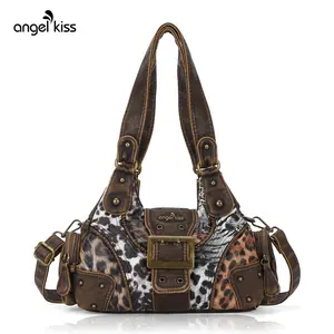 Angel Kiss Hobo Purses and Handbags for Women Satchel Handbag with Zip Closure Large Daily Shoulder Bags in Leopard Print