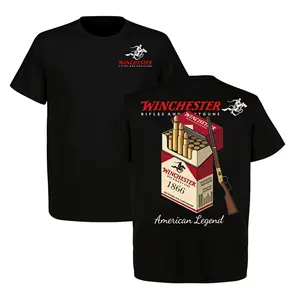 Winchester 1866 American Legend T-Shirt Rifle Ammo Box Graphic Tee Vintage Firearms Hunting Shirt for Men