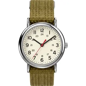 38mm Unisex Analog Watch  Adjustable Durable Nylon Fabric Slip Through Strap, 24 Hour Time, Water-Resistant, Casual Outdoor Sports Watch