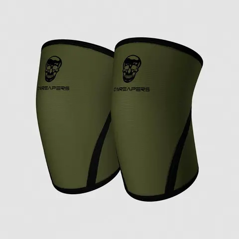 Gymreapers 7MM Neoprene Knee Sleeves Ranger Green Pair for Squats Deadlifts Leg Day Powerlifting Support with Reinforced Stitching USAPL IPF USPA Approved & Free Gym Bag Included