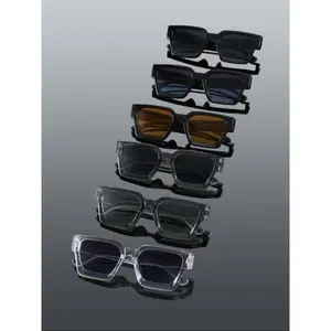 6-Pack Men's Rectangular  Street Style Sunglasses - Classic Thick  Simple Design Set, Trendy Shades for Street Photography & Outdoor Casual Activities stylish  vision correction rave lightweight frame sun  punk retro oval audio glass burgundy fashion