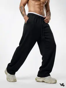 Vibe404 Men's Essential Light Weight Breathable Baggy fit Sweatpants, Wide Leg Straight Track Pants with Drawstring Waist, Y2K Streetwear Lounge Athleisure Style Breathable Sporty Bottoms for Men, Perfect For Gym & Daily Wear