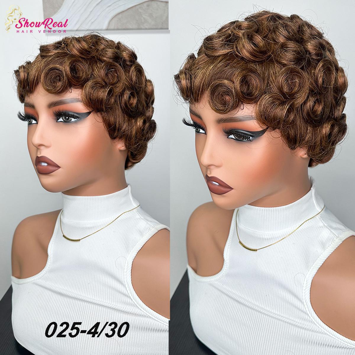 ShowReal 025 Chioma Wig Short Pixie Cut Wig Pin Curls Black Mommy Wig Curly Bomb #99J #1B/30 #4 #1B/4/27 #4/30/4 Colorful Brizalian Virgin Human Hair Style Wigs For Black Women ShowReal 025 Chioma Wig Short Pixie Cut Wig Pin Curls Black Mommy Wig Curly Bomb #99J #1B/30 #4 #1B/4/27 #4/30/4 Colorful Brizalian Virgin Human Hair Style Wigs For Black Women