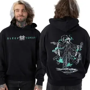 Sleep Token Ascensionism Acid-Washed Two-Sided Hoodie, Unisex Band Merch, Casual Streetwear for Men and Women, Graphic Pullover for Daily Wear	