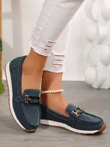 Four-Season Lazy Shoes Ceiling! Anti-Slip Soft Rubber Sole + Thick Sole for Slim Legs, Versatile Women's PU Leather Casual Footwear Walking Shoes