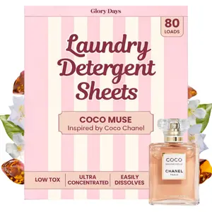 Glory Days Eco Laundry Detergent Sheets – 80 Washes, Low-Tox, Mess-Free, Travel-Friendly Laundry Upgrade - Perfume Inspired Scents