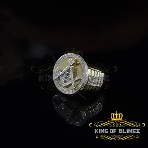 o 12 Skip to product information  King Of Bling's 0.25ct Real Diamond Men's Silver 925 Yellow Adjustable Ring From Size 10 to 12