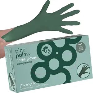 FRAMAR Biodegradable Green Gloves Latex Free Large – Disposable Nitrile Gloves Large, Large Rubber Gloves Disposable, Disposable Cleaning Gloves Large, Non Latex Gloves Large, Hair Dye Gloves 100 Pk