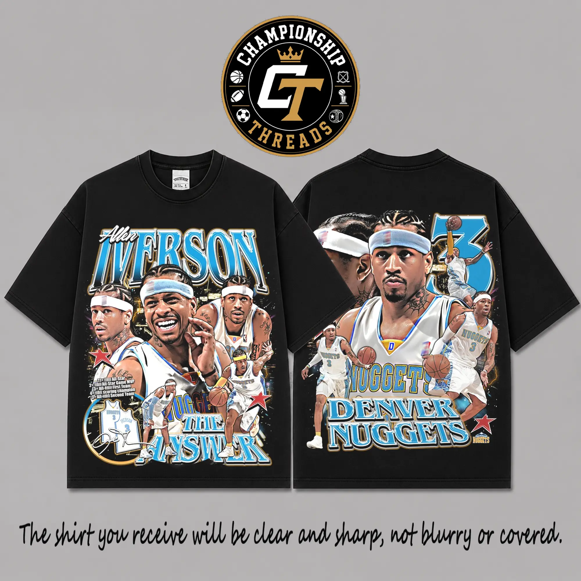 Allen Iverson #3 Premium Cotton T-Shirt, The Answer Basketball Collage Graphic Tee, MVP Legend Oversized Streetwear Shirt, Vintage Game Day Apparel, Gift for Iverson Fans