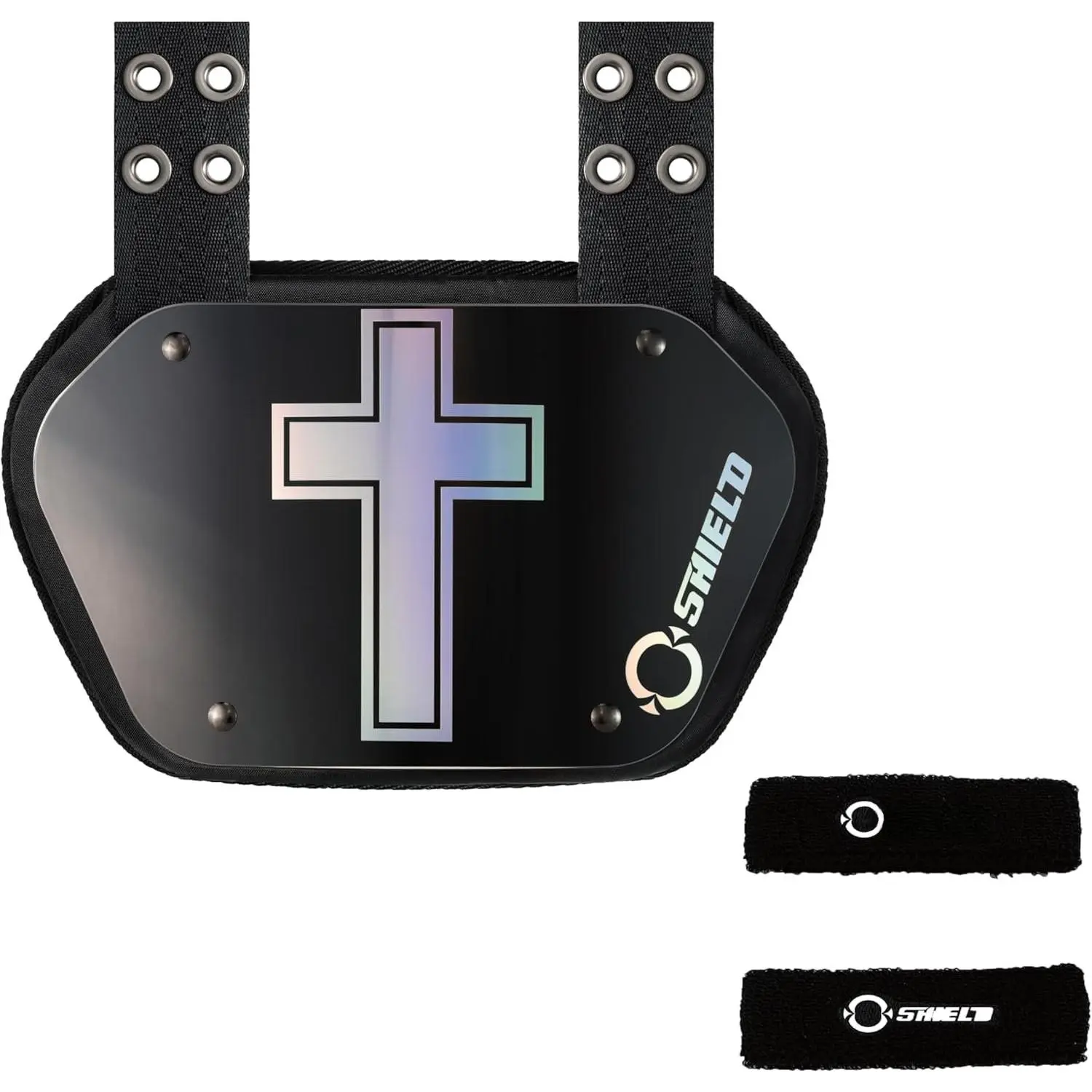 Hly Crss Ftball Backplate with Black Sprts Arm Band, Backplate Ftball with Bicep Band, Sld by Package