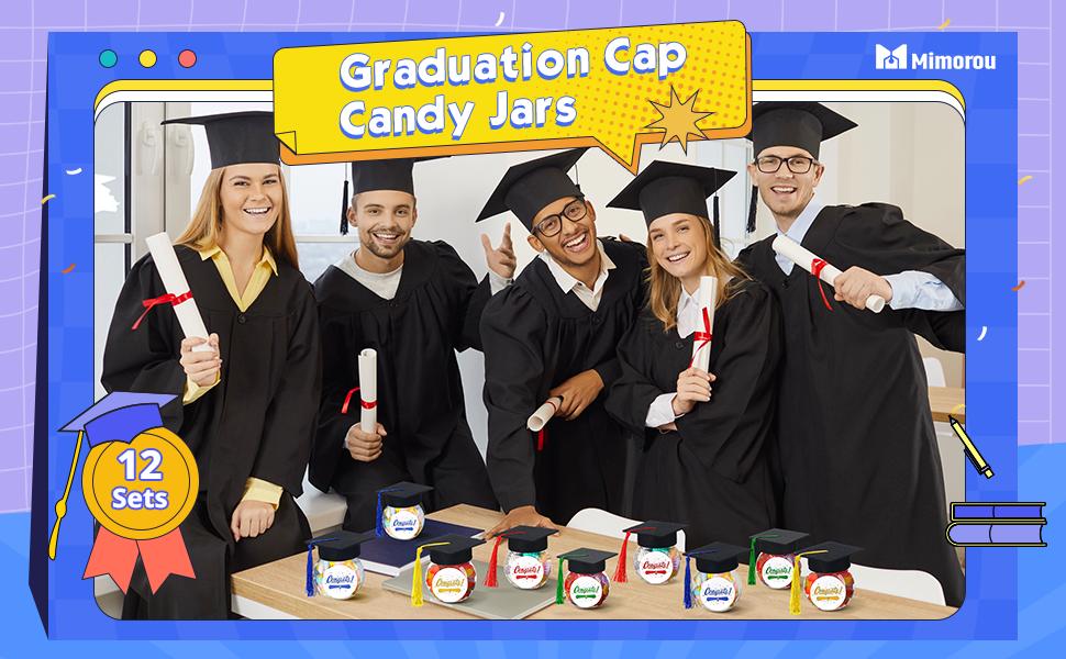 12/24 Pcs Class of 2026 Graduation Cap Candy Jars Set for Student- Multiple Colors, 8oz Graduation Party Decorations Gifts for School Party Guests 12/24 Pcs Class of 2026 Graduation Cap Candy Jars Set for Student- Multiple Colors, 8oz Graduation Party Decorations Gifts for School Party Guests