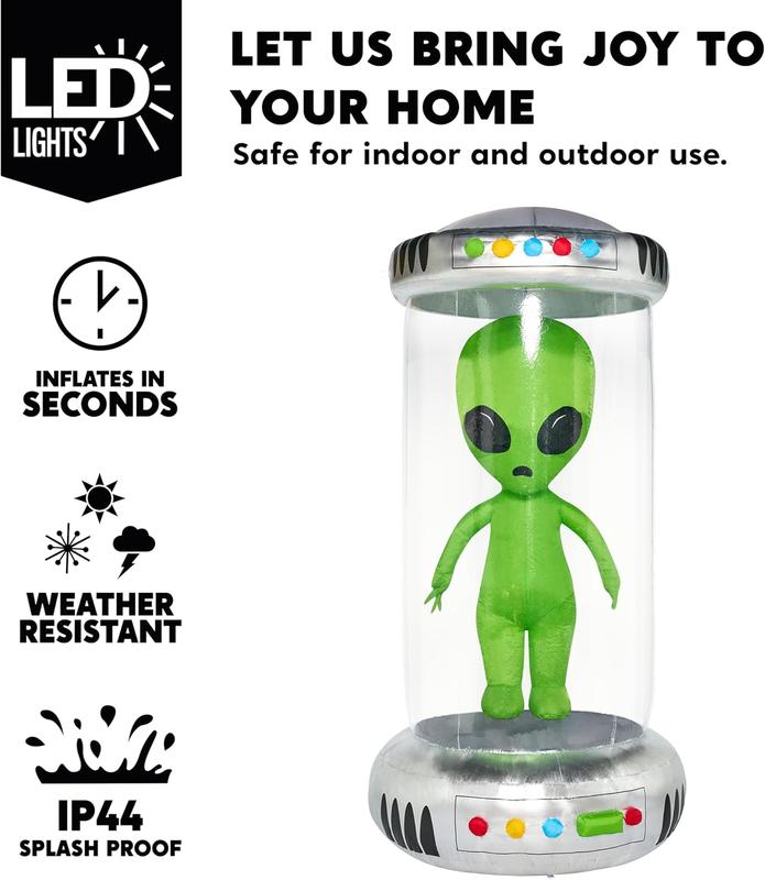 7 ft Halloween Inflatable Outdoor Decoration, Alien Inflatable Halloween Decor Outdoor with Animated LEDs, Halloween Blow Ups Alien Decorations with Test Tube for Halloween Yard Decoration / 9 FT Tall UFO / 9ft Tall Alien Valentine's Day Gifts for Kids