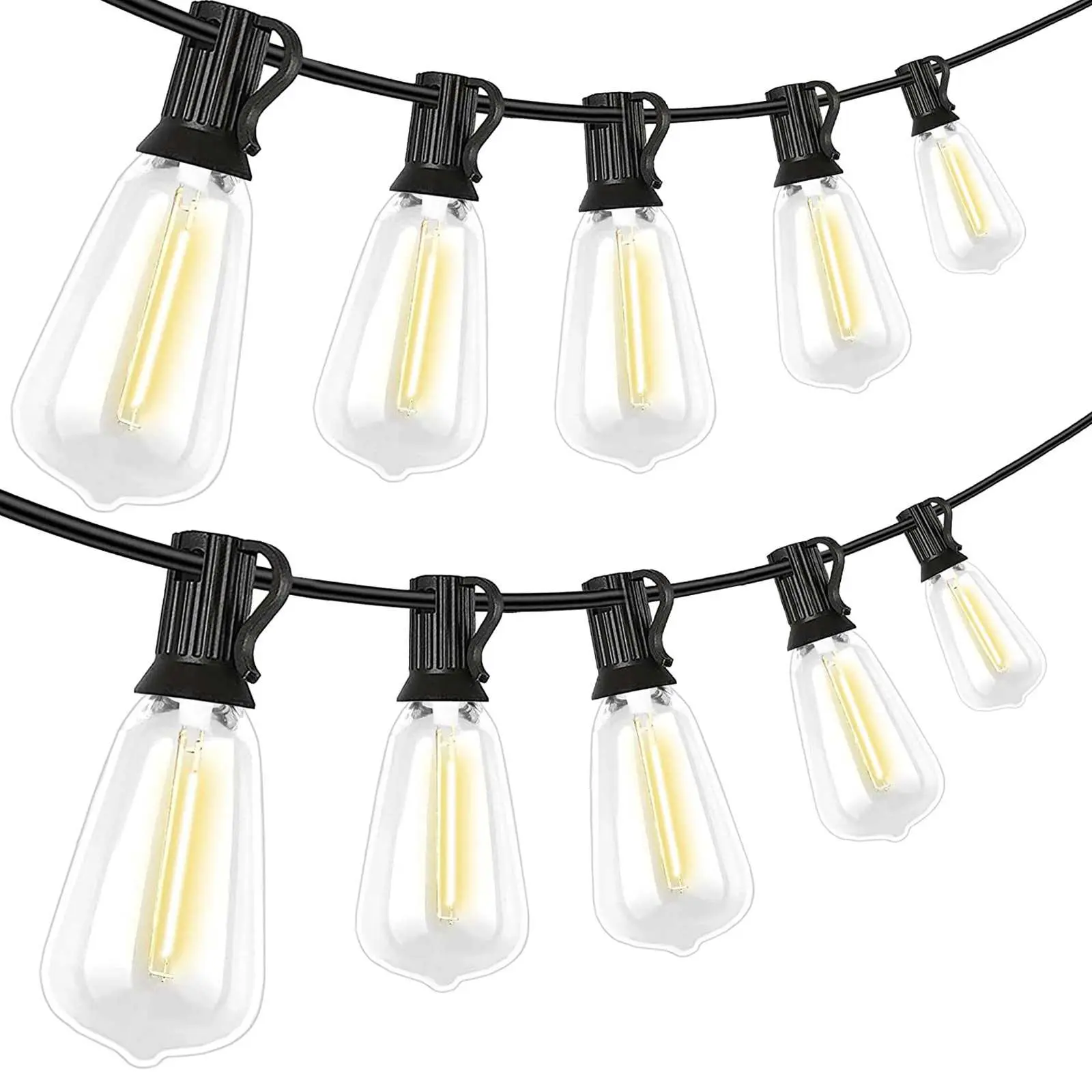 Brightever Outdoor String Light 25 FT, ST38 Patio Lights with 13 Edison Bulbs, Waterproof Connectable Hanging Lights for Backyard Porch Balcony Party Christmas Decor, E12 Socket Base, White