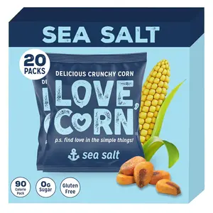 LOVE CORN Sea Salt 20 Packs - Delicious Crunchy Corn Snack - Healthy Family Snack - 90 Calories, Sugar Free, Gluten-Free, Vegan,  Kosher - Lunchbox Alternative for Chips, Nuts, Crackers & Pretzels - Perfect for Charcuterie Boards