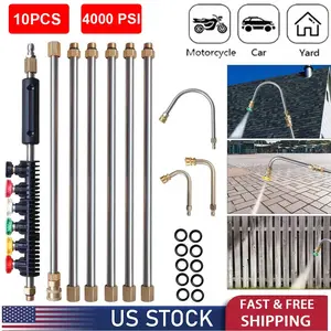 4000PSI Pressure Washer Telescopic Extension Wand Spray Nozzle Set Power Washing Lance Kit