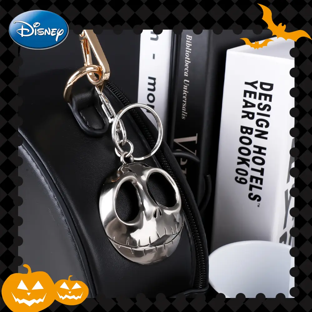 Disney Officially Licensed The Nightmare Before Christmas Jack Cartoon Image Cute Trendy Couple Styles Backpack Car Keys Key Ring Accessories Exquisite Fashion Clothing Accessories Creative Room Desk Decorations