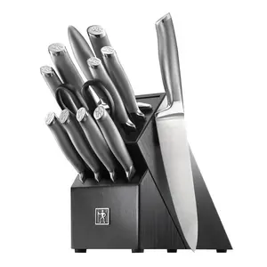 Henckels Modernist 13-pc Knife Set with Black Block, Chef Knife, Paring Knife, Steak Knife, Black, Stainless Steel