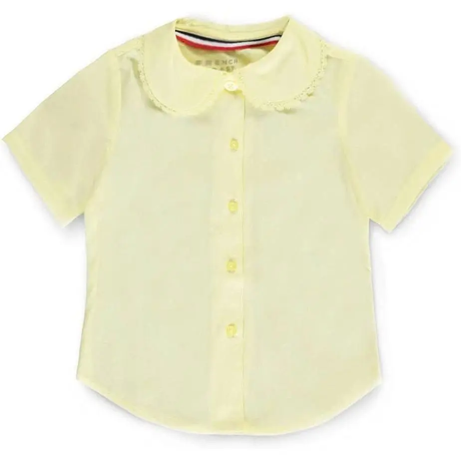 French Toast Girls Short Sleeve Peter Pan Trim Blouse