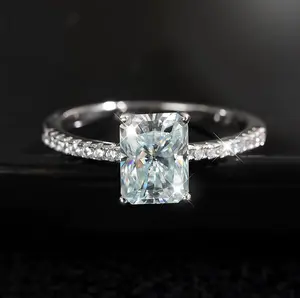 Luxury 18K 925 Sterling Silver 2CT Radiant Cut Dazzling Moissanite Ring (5-9)