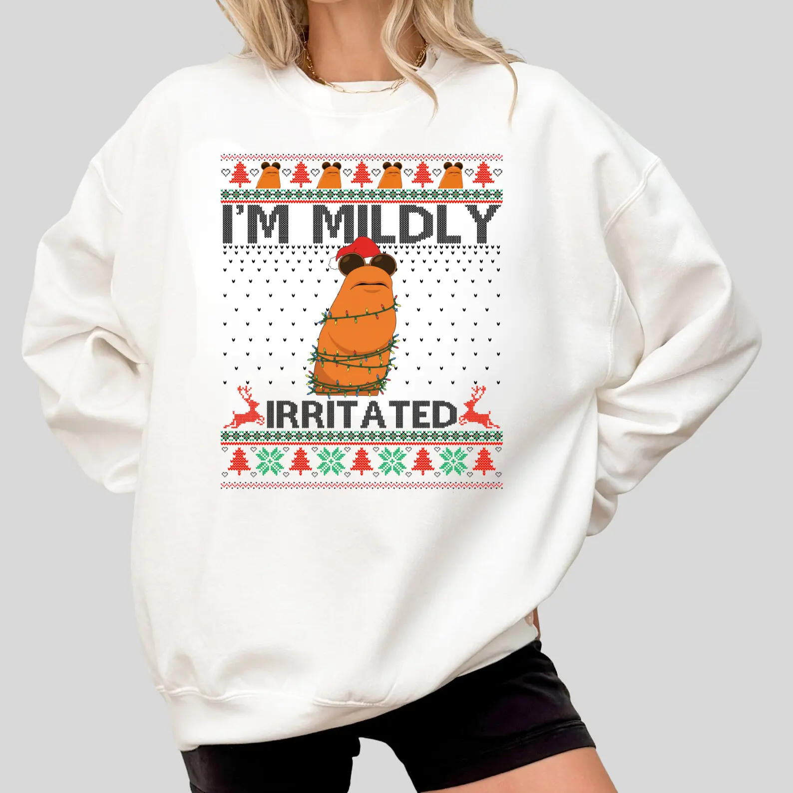 I'm Mildly Irritated Meme Shirt, Funny Slug Ugly Christmas Sweater, Holiday Sarcasm Gift, Unisex Sweatshirt Hoodie
