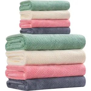 Microfiber Bath Towels 4 Colors for Shower Pool Beach Absorbent,Soft,Quick Dry,Lightweight,Plush,4 Bath Towels and 4 Hand Towels