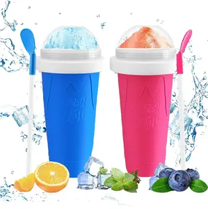 Slushie Maker Cup,2PCS Magic Slushy Maker Squeeze Cup,Portable Smoothie Squeeze Cup for Juices,Milk and Ice Cream Make,Cool Stuff Things Gadgets Funny Gifts for Everyone, Large, Blue,Pink