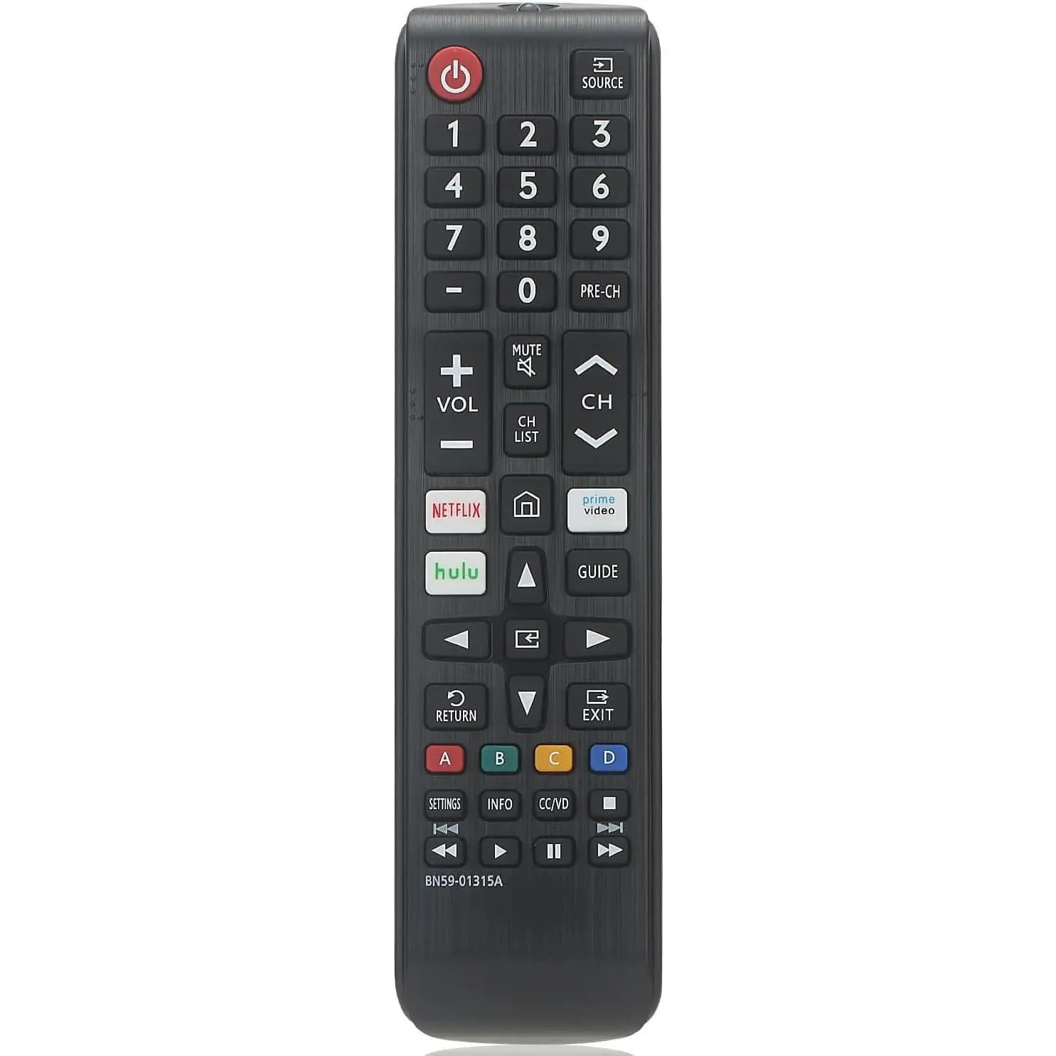 Universal Remote Control for Samsung TV, Samsung Remote Control Replacement, Compatible for Select TVs - with Netflix, Prime Video and Hulu Hotkey, Universal IR Remote Black (BN59-01315A)