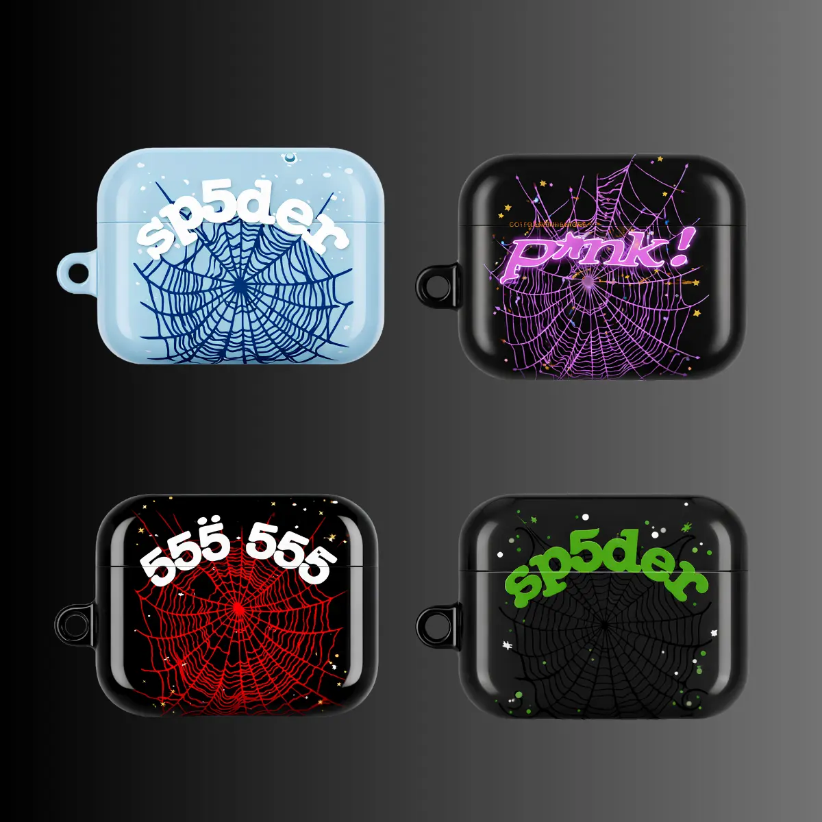 Sp5der 555 AirPods Case, Trendy Airpods Case for all Airpods Gen 1 2 3 4 & Pro 1, 2, 3 Aesthetic Air Pods Case Cover Protective