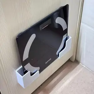 1 Wall-mounted scale rack, seamless, no-drilling adhesive bathroom fitness storage rack with storage box, space-saving, available in multiple colors: white, Bathroom Accessories