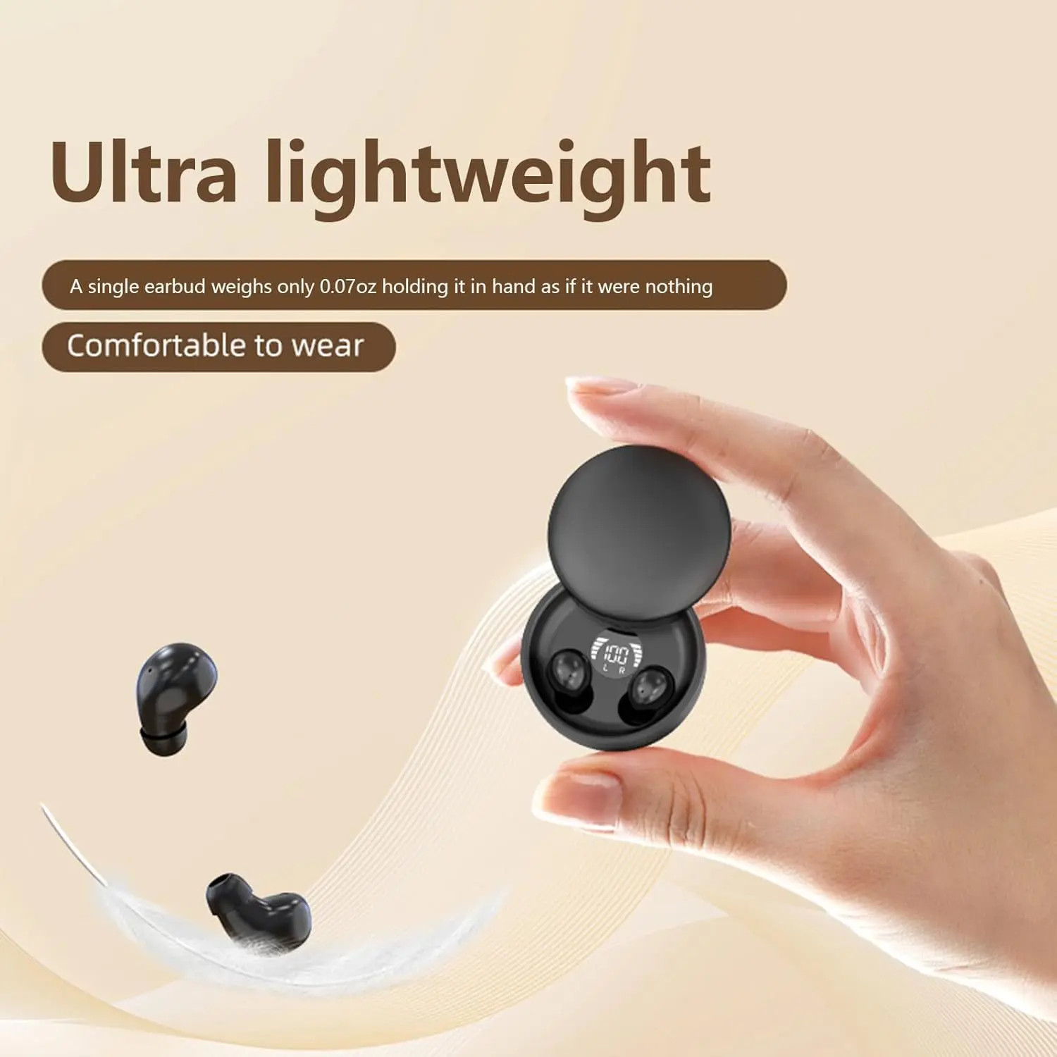 Smallest Invisible Mini Earbuds Wireless Bluetooth, Low Profile Micro Tiny Discreet Hidden Earbuds for Work, Small Headphones, Invisible Sleep Wireless Earphone for Small Ear Canals swimming high-definition sound quality electronic